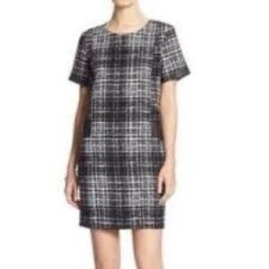 Banana‎ Republic Short Sleeve Plaid Mini Dress Leather Trim